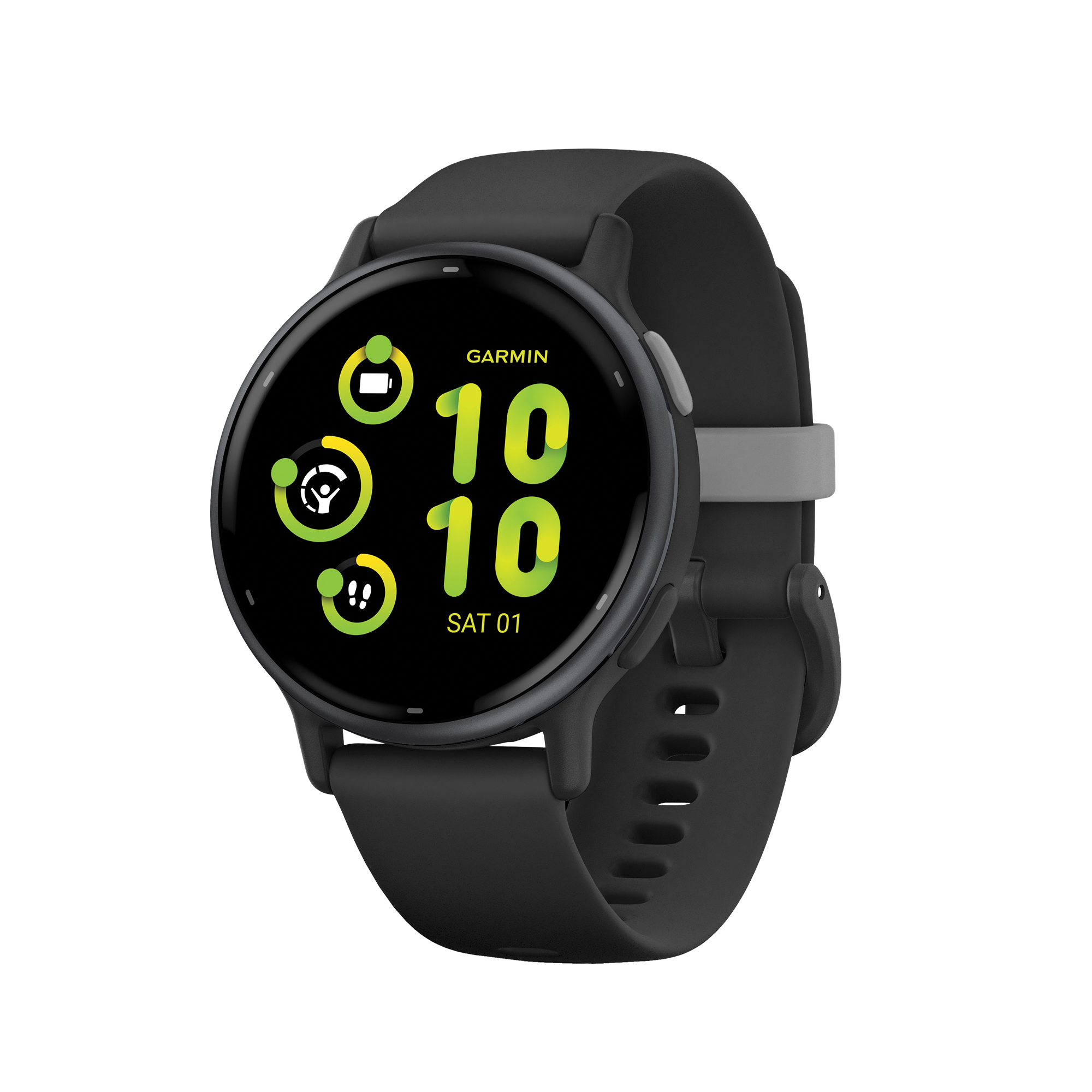 Garmin Vivoactive 5 Fitness-Tracking Smartwatch — Slate Aluminum Bezel, Black Case, Silicone Band, Model# 010-02862-10